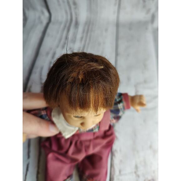 Palm Pals Bean Bag Kids Doll Boy Red Green Plaid, Sad Face Nose Running Read - Picture 11 of 11